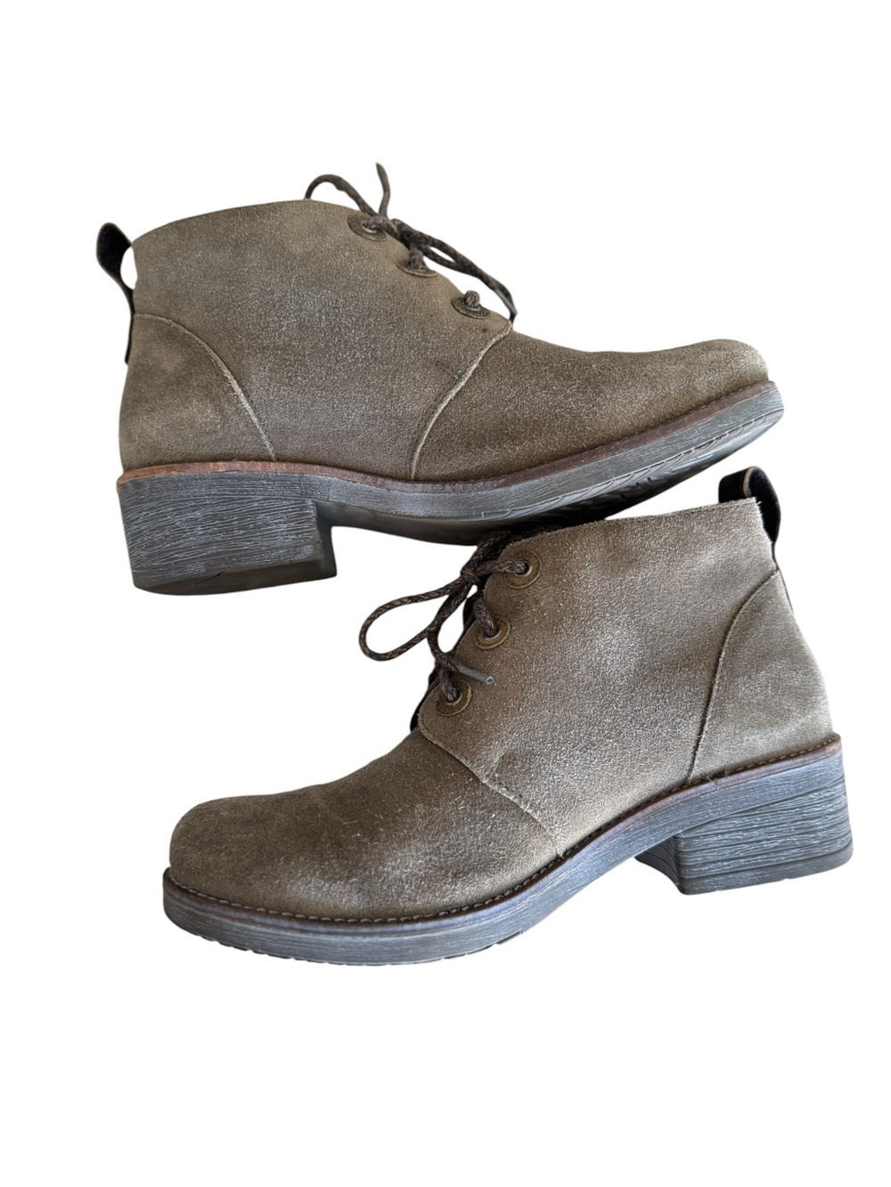 Naot Taupe Suede Lace-Up Ankle Boots Booties EU 39